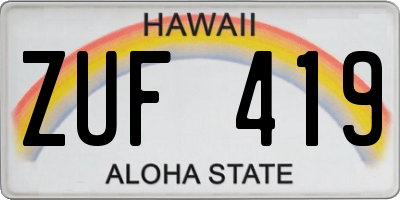 HI license plate ZUF419