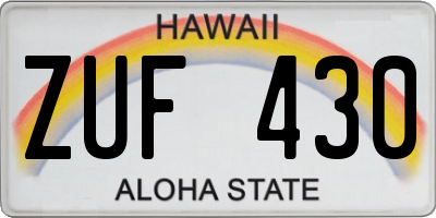 HI license plate ZUF430