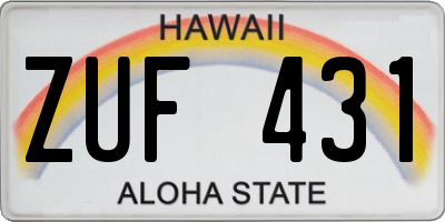 HI license plate ZUF431