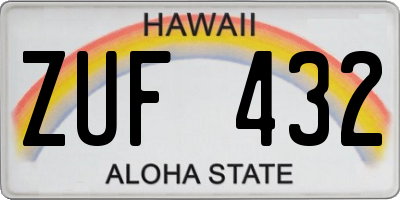 HI license plate ZUF432
