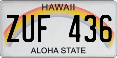 HI license plate ZUF436
