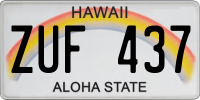 HI license plate ZUF437