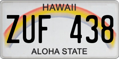 HI license plate ZUF438