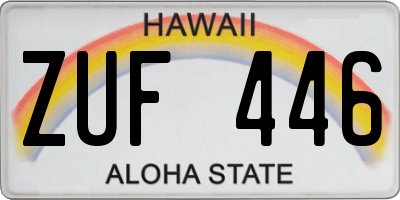 HI license plate ZUF446