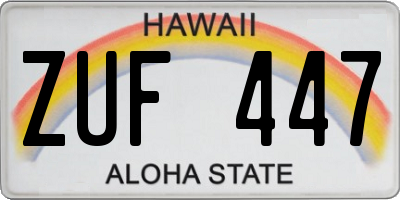 HI license plate ZUF447
