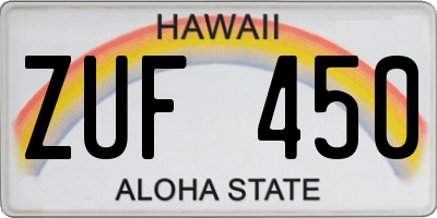 HI license plate ZUF450
