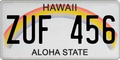 HI license plate ZUF456
