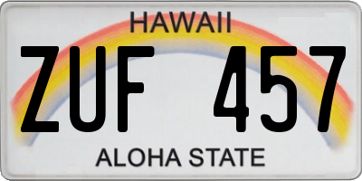 HI license plate ZUF457