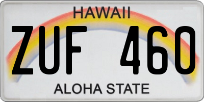HI license plate ZUF460