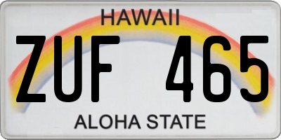 HI license plate ZUF465