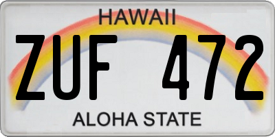 HI license plate ZUF472