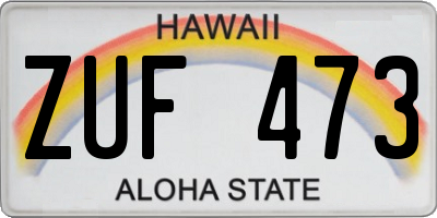 HI license plate ZUF473