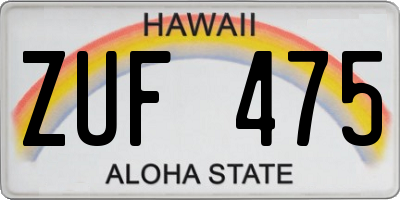 HI license plate ZUF475