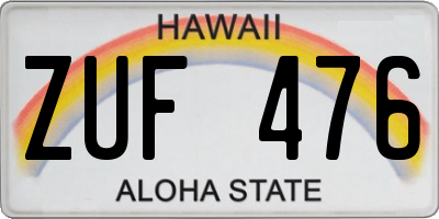 HI license plate ZUF476
