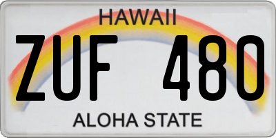HI license plate ZUF480