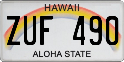 HI license plate ZUF490