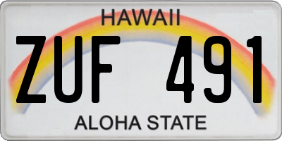 HI license plate ZUF491