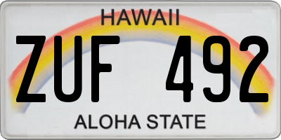 HI license plate ZUF492