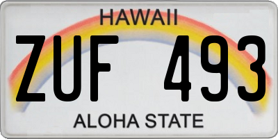 HI license plate ZUF493