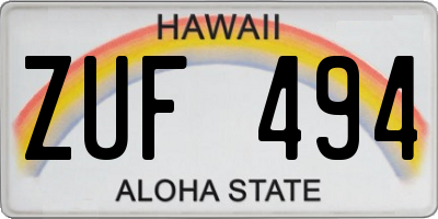 HI license plate ZUF494