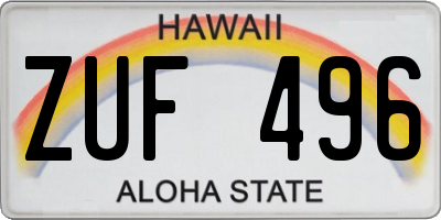 HI license plate ZUF496