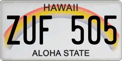HI license plate ZUF505