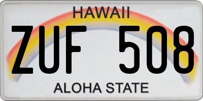 HI license plate ZUF508