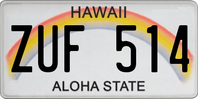 HI license plate ZUF514