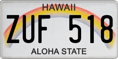 HI license plate ZUF518