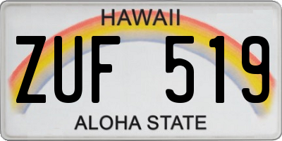 HI license plate ZUF519
