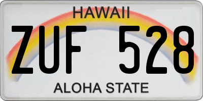 HI license plate ZUF528