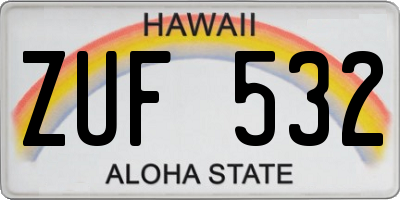 HI license plate ZUF532