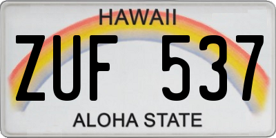 HI license plate ZUF537
