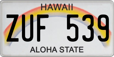 HI license plate ZUF539