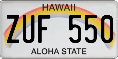 HI license plate ZUF550