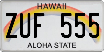 HI license plate ZUF555