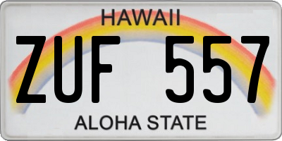 HI license plate ZUF557