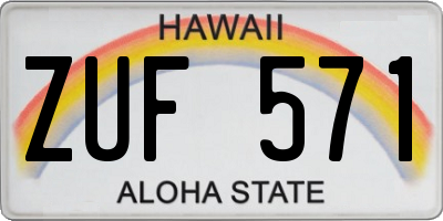 HI license plate ZUF571