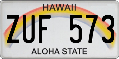 HI license plate ZUF573
