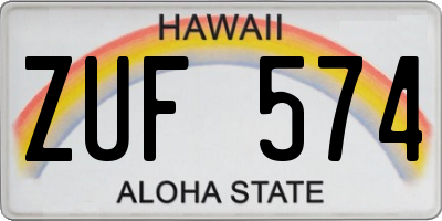 HI license plate ZUF574