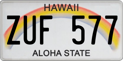 HI license plate ZUF577