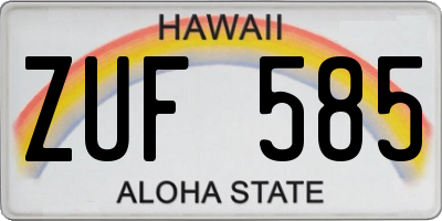 HI license plate ZUF585