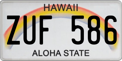 HI license plate ZUF586