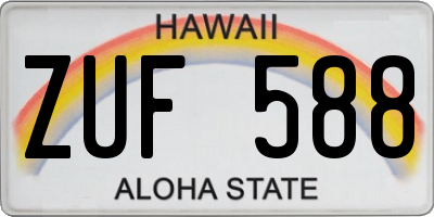 HI license plate ZUF588