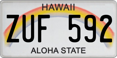 HI license plate ZUF592