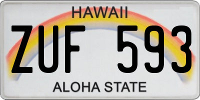 HI license plate ZUF593