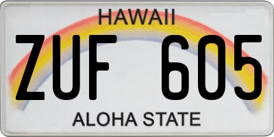 HI license plate ZUF605