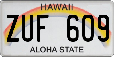 HI license plate ZUF609