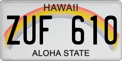 HI license plate ZUF610