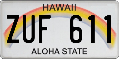 HI license plate ZUF611